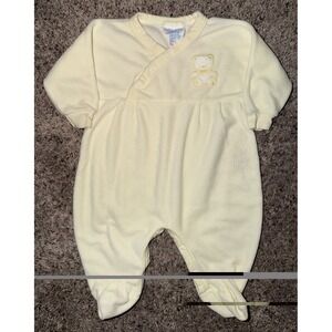 Vintage Baby Dove Yellow Teddy Bear Footed Romper 6-9 Month Made in Canada